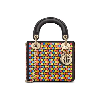 DIOR Lady Dior Cow Leather One Shoulder Portable Tote Daphne Bag Mini Women's Multicolor