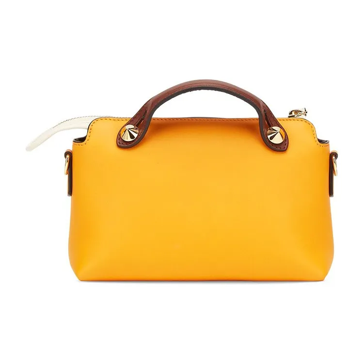 FENDI Calfskin Boston Bag Crossbody Handbag Shoulder Bag Mini Women's Orange-2