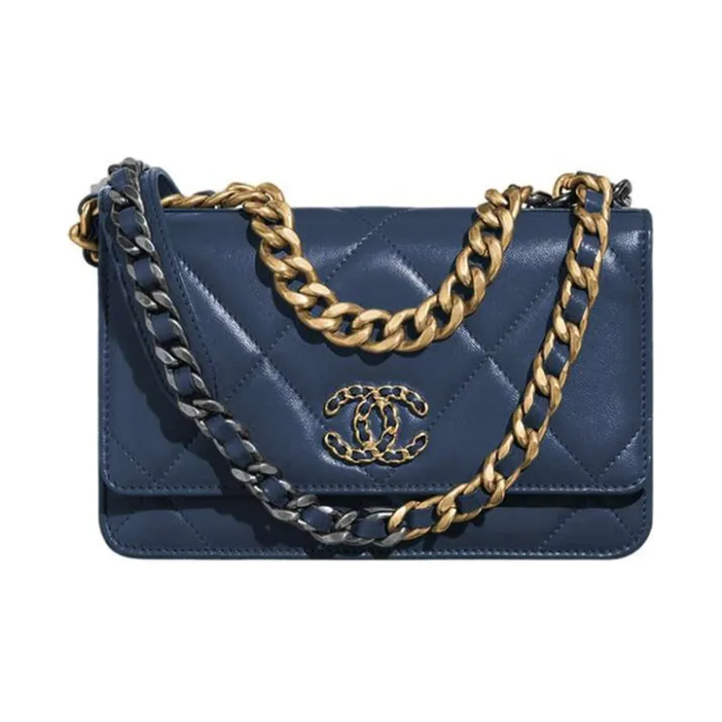 CHANEL 19Bag Lambskin Shoulder Bag Women's Marine Blue-0