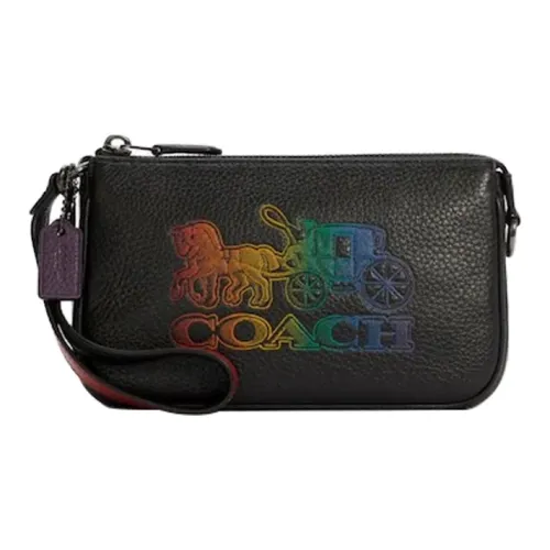 COACH Nolita Leather Mahjong Shoulder Bag Clutch Small Size Unisex Black