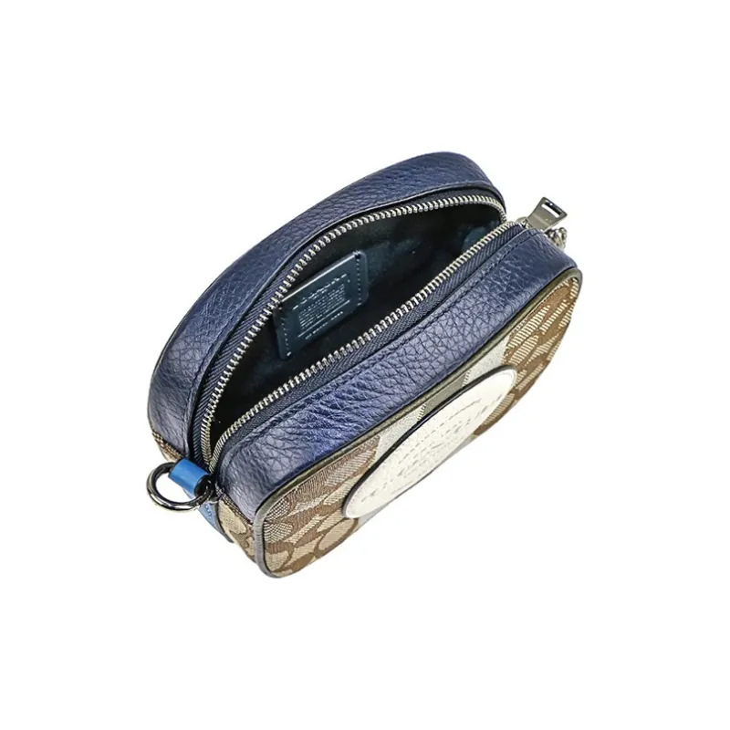 COACH Dempsey Leather Pvc Camera Bags Shoulder Bag Crossbody Bag Mini Women's Blue With Brown-2