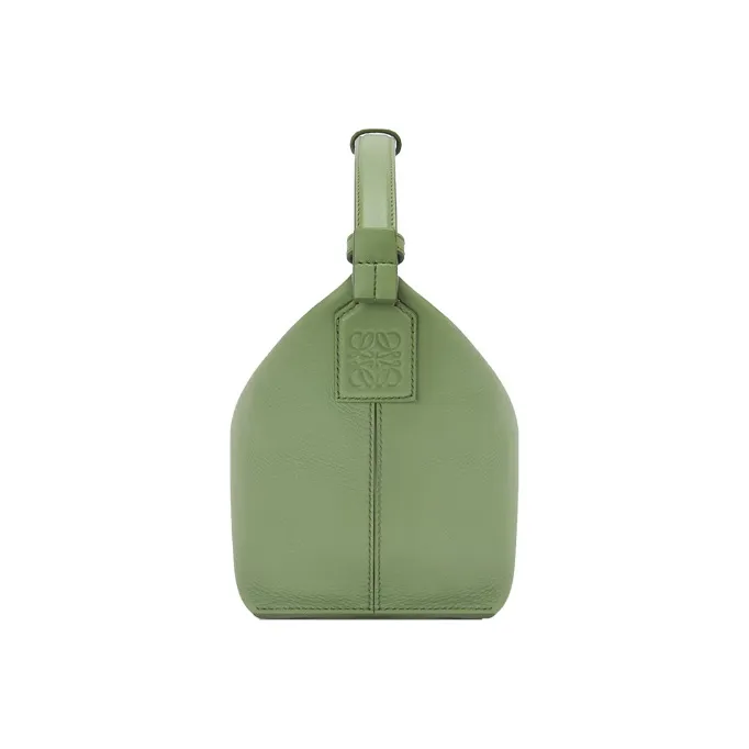 LOEWE Cubi Nappa Calfskin Lunch Box Bag Handbag Small Size Women's Green-2