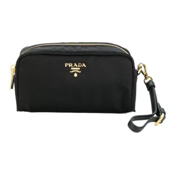 PRADA Nylon Clutch Trumpets Women's Black