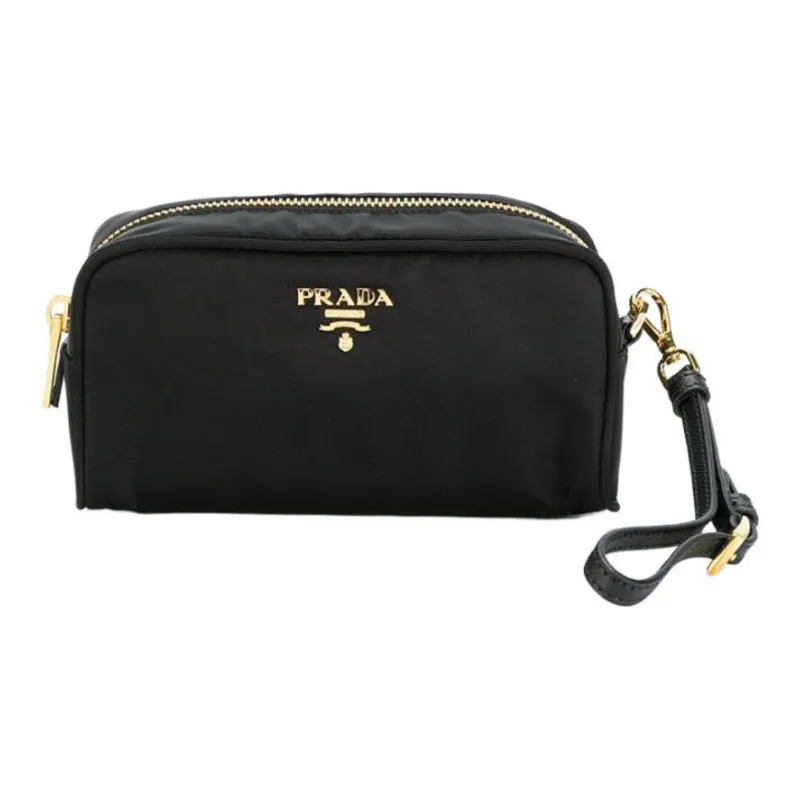 PRADA Nylon Clutch Trumpets Women's Black-0