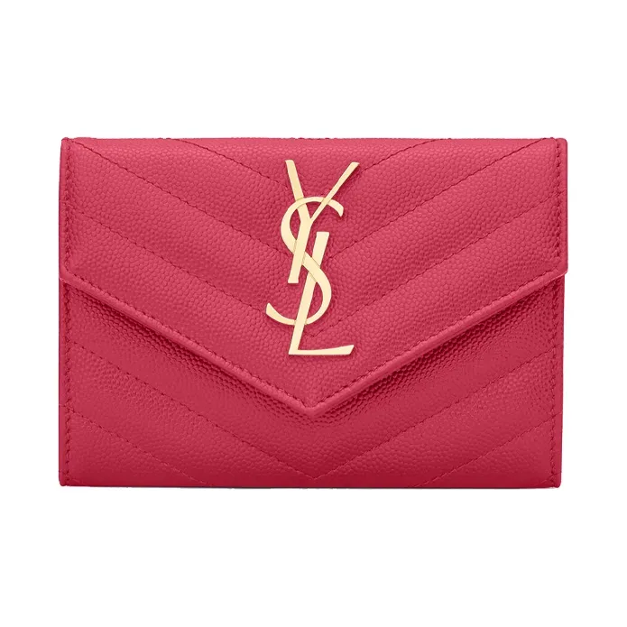 SAINT LAURENT YSL Quilting Leather Wallet Women's Fuchsia/Fuchsia-0