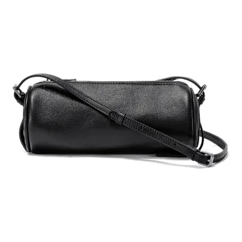 Ace Paul Top Grain Cow Leather Crossbody Bag Medium Size Unisex Black