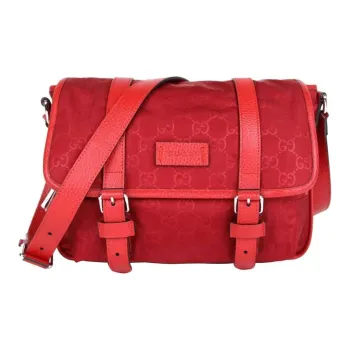 GUCCI Leather Detail Messenger Bag Shoulder Bag Crossbody Bag Men's Red