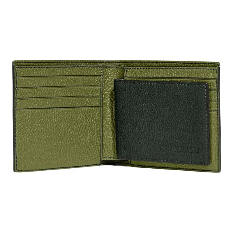 COACH 3 IN 1 Wallet Leather Wallet Men's Olive Green-1