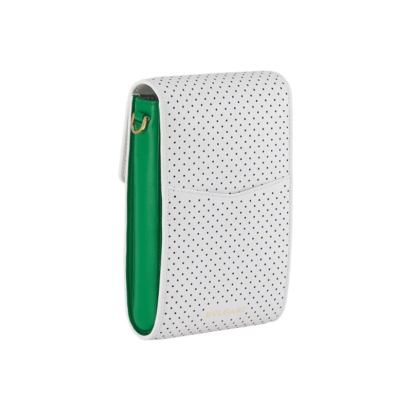 BVLGARI CASABLANCA Collaboration Cow Leather Crossbody Bag Shoulder Bag Small Size Women's White/Green-1