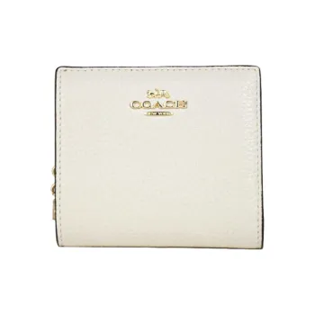 COACH Snap Wallet Pebbled Leather Coin Pocket Card Holder, Wallet Women's White