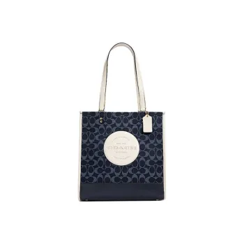 COACH Dempsey Fabric With Leather Tote Bag Shopping Bag Handbag Shoulder Bag Women's Monogram Denim