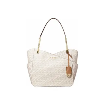 MICHAEL KORS Jet Set Canvas Commute Bag, Tote Bag, Shopping Bag, Handbag Large Size Women's Vanilla White
