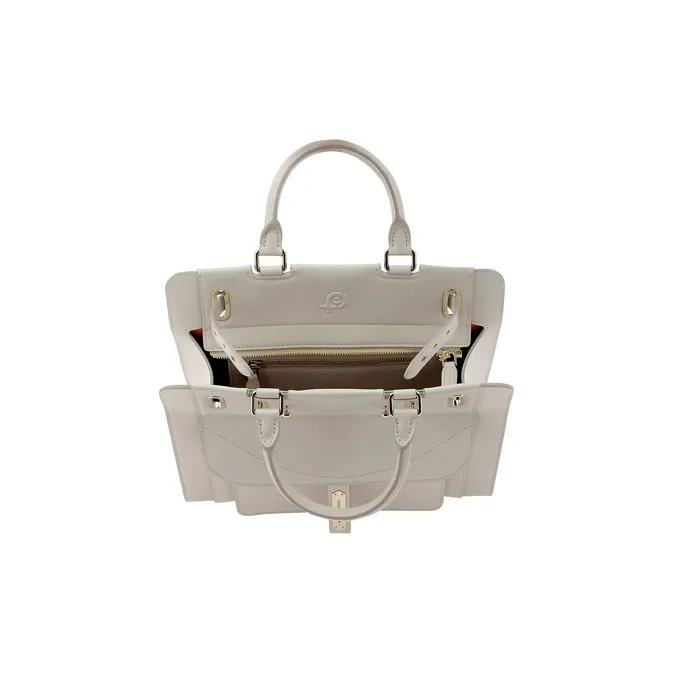Fontana Milano 1915 Cow Leather Handbag Women's Gray-3