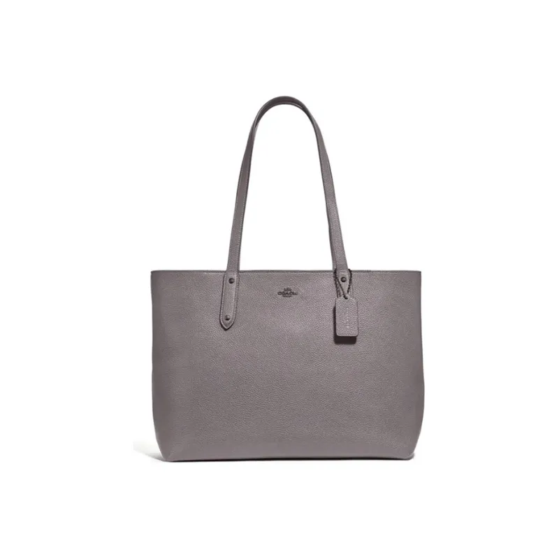 COACH Central Leather Tote Bag Shopping Bag Portable One Shoulder Women's Gray-0