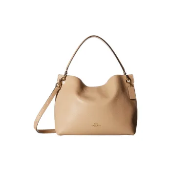 COACH Clarkson Leather Handbag Women's Milk Tea