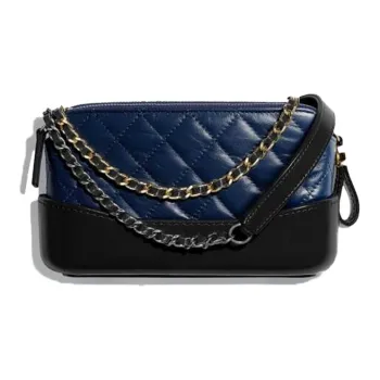 CHANEL Gabrielle Diamond-Embossed Calfskin Shoulder Bag Crossbody Bag Extra Mini Women's Black/Gold