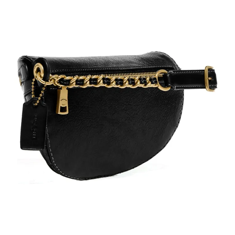 COACH Quilted Leather Shoulder Bag, Crossbody Bag, Fanny Pack Trumpets Women's Black-1
