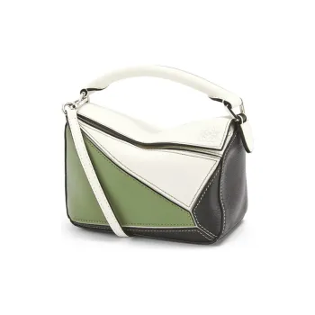 LOEWE Puzzle Cow Leather Portable Crossbody Bag Shoulder Bag Mini Women's White/Green