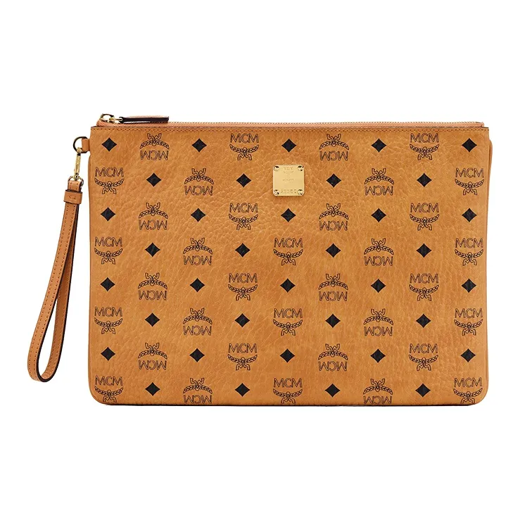 MCM Artificial Leather Clutch Large Size Men's Cognac-0