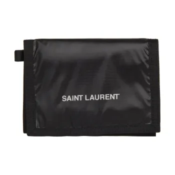 SAINT LAURENT Polyester Coin Pocket Chain Element Wallet Regular Unisex Black