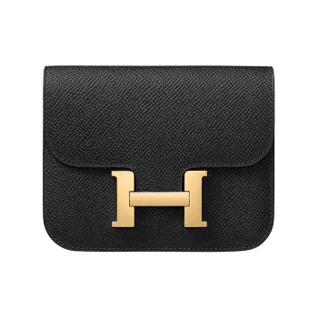 HERMES Constance Slim Epsom Leather Wallets Card Holders Fanny Pack Small Size Women's Noir Black