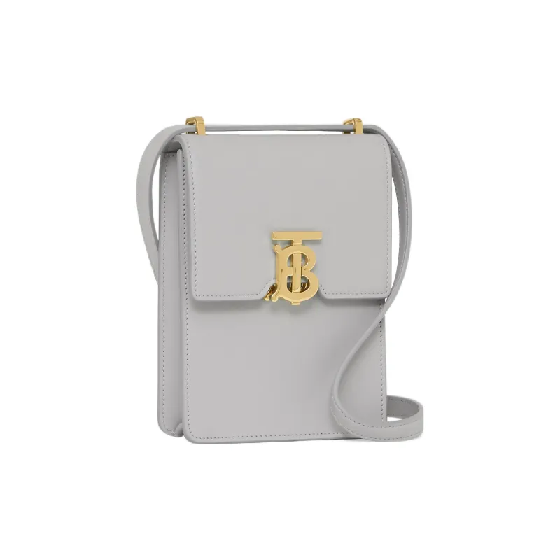 Burberry Robin Leather Cell Phone Pouch Shoulder Bag Crossbody Bag Women's Gray Stone Multicolor Gray-1