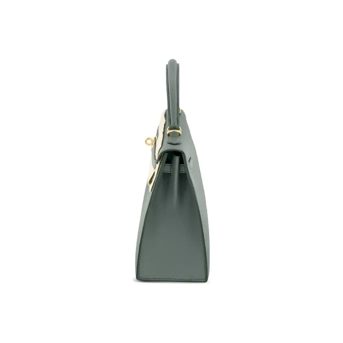 HERMES Kelly Epsom Leather Kelly Bag, One Shoulder Handbag Regular Women's Vert Amande Almond Green-2