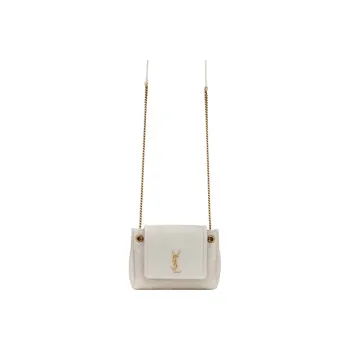 SAINT LAURENT Nolita Diamond Pattern Sheepskin Shoulder Bag Crossbody Bag Mini Women's White