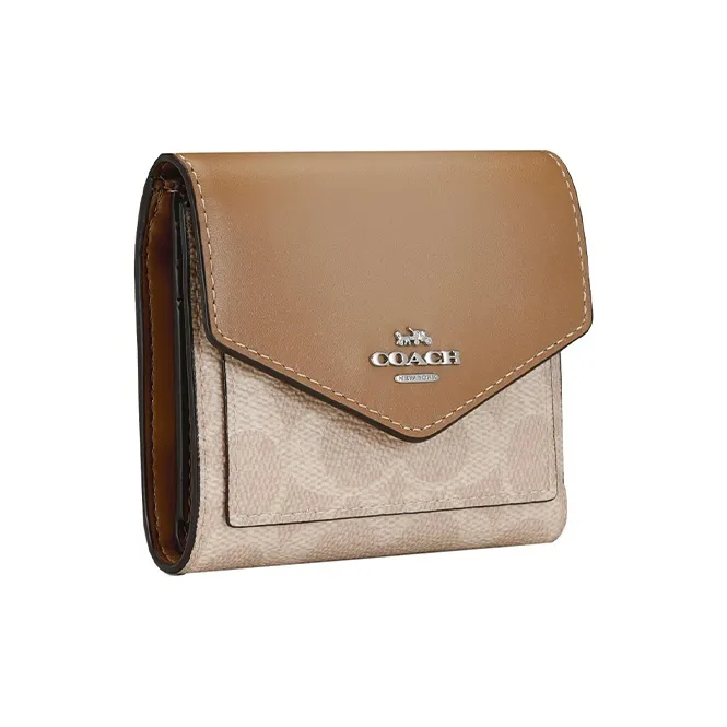 COACH Canvas Envelope Bag Clutch Wallet Trumpets Women's Taupe-2