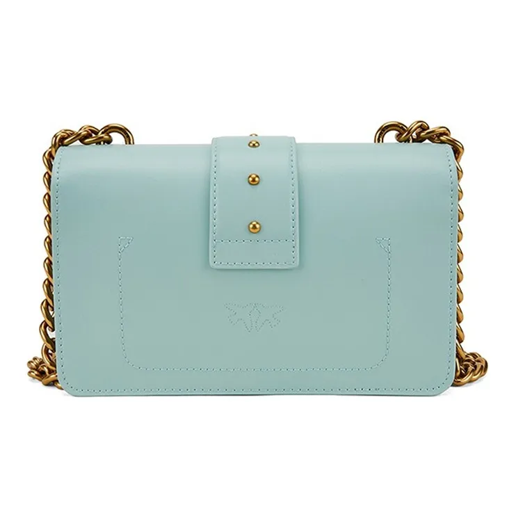 PINKO Cow Leather Flying Bird Swallow Bag Crossbody Bag Shoulder Bag Women's Green-3