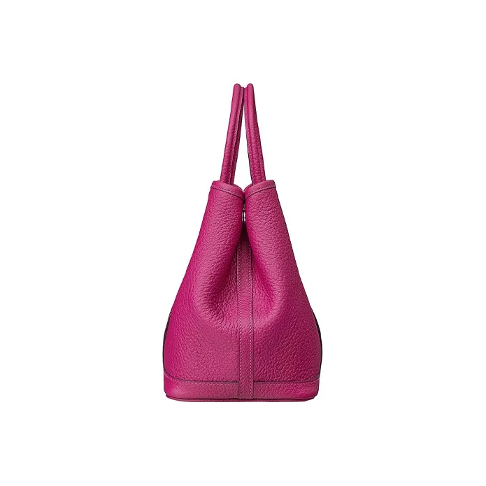 HERMES Garden Party Cow Leather Canvas Lining Silver Buckle Garden Bag Handbag Women's L3Rose Pourpre Purple Rose-1