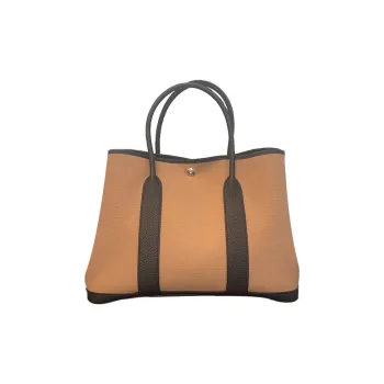 HERMES Garden Party Canvas With Negonda Calfskin Garden Bag 36 Unisex Black