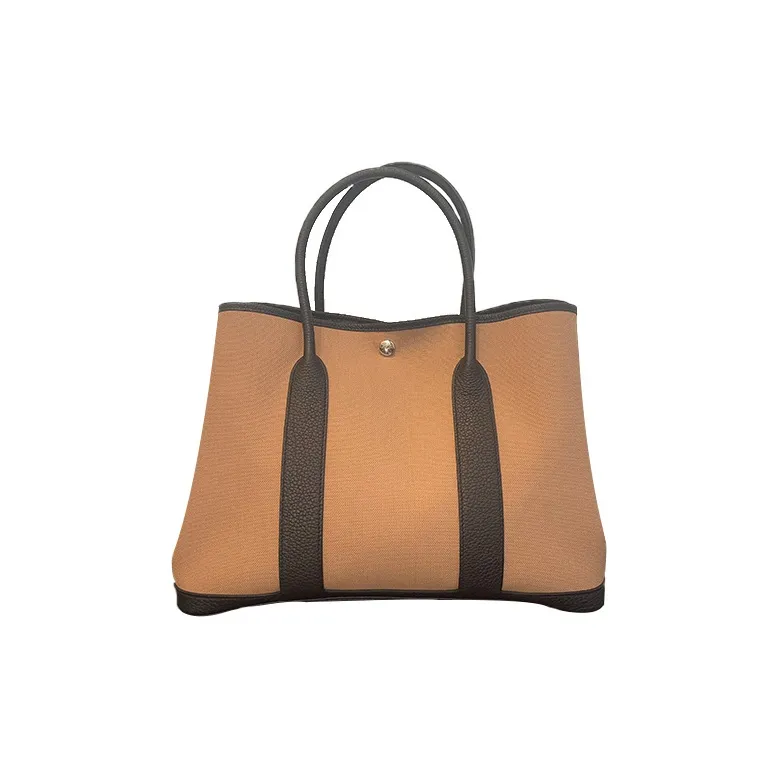 HERMES Garden Party Canvas With Negonda Calfskin Garden Bag 36 Unisex Black-0