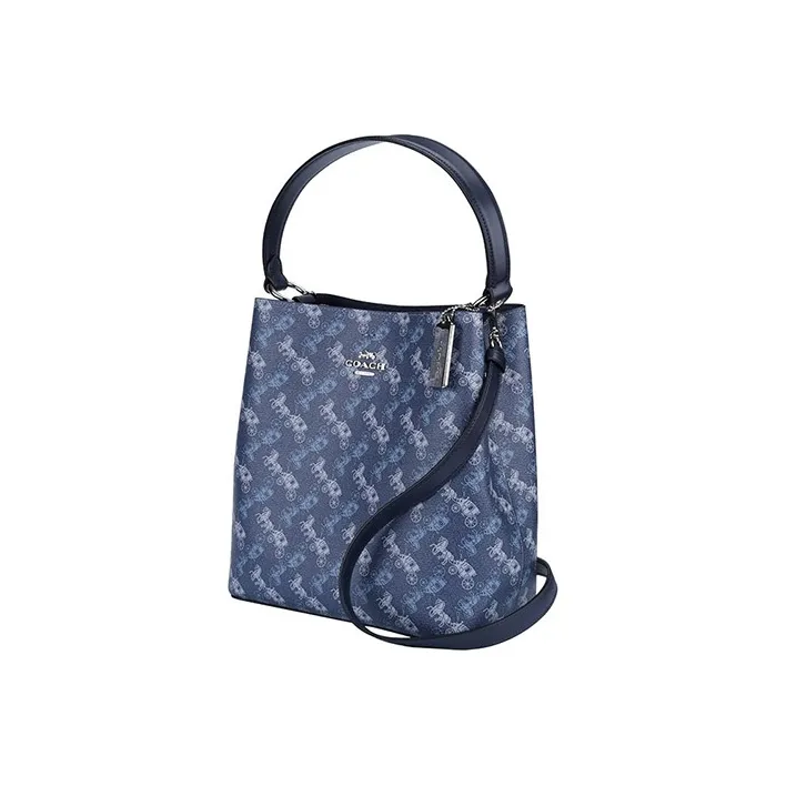 COACH Town Pebbled Leather Bucket Bags Shoulder Bag Crossbody Bag Handbag Medium Size Women's Blue-1