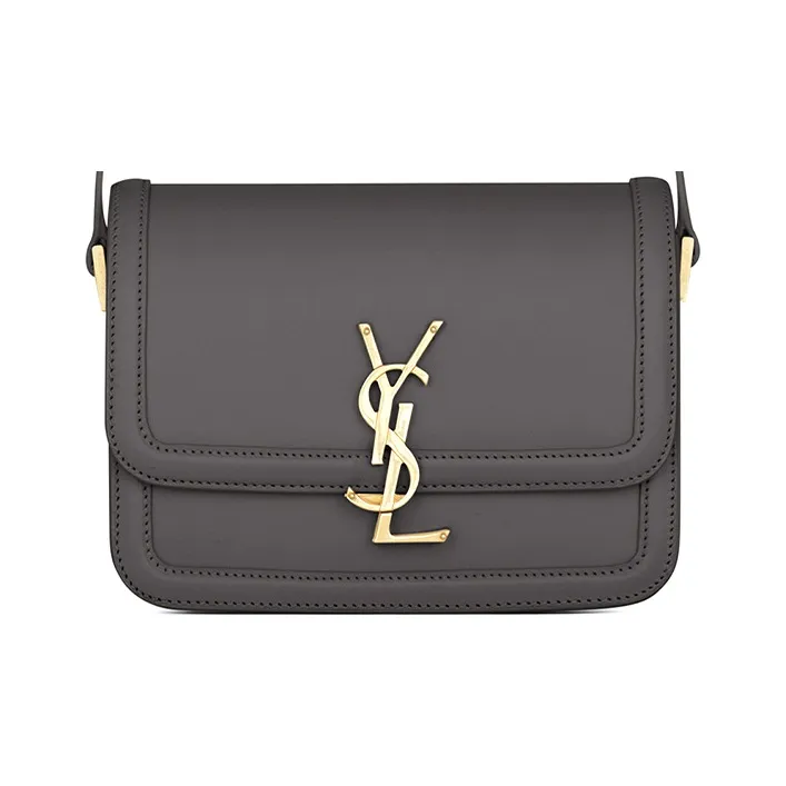 SAINT LAURENT SOLFERINO Leather Tofu Bag Shoulder Bag Crossbody Bag Women's Gray White-0