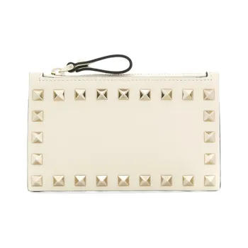 Valentino Leather Card Holder Clutch Women's Beige