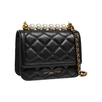 VANESSA HOGAN Genuine Leather Small Square Bag Shoulder Bag Crossbody Bag Women's Black