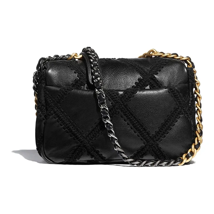 CHANEL 19Bag Calfskin Flap Bag, Shoulder Bag, Crossbody Bag Trumpets Women's Black-1