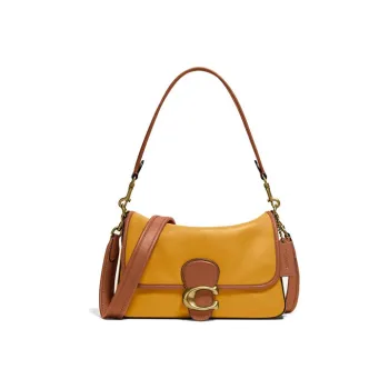 COACH Tabby Cow Leather Shoulder Bag, Portable Crossbody Bag Women's Golden Phoenix Yellow & Umber