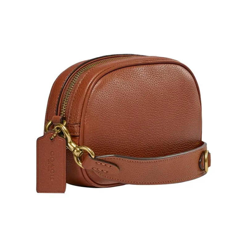 COACH Camera Leather Camera Bag Shoulder Bag Crossbody Bag Small Size Women's Coffee Brown-1