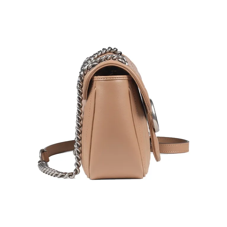GUCCI GG Marmont Quilted Leather Shoulder Bag, Crossbody Bag Small Size Women's Rose Beige/Milk Tea-2