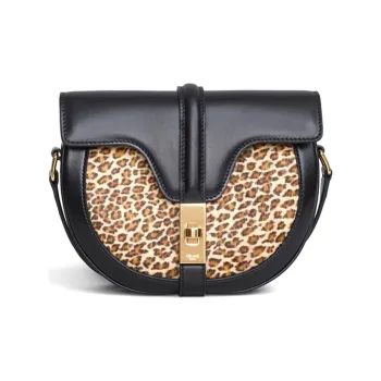 CELINE 16 Cow Leather Shoulder Bag Small Size Women's Natural Color