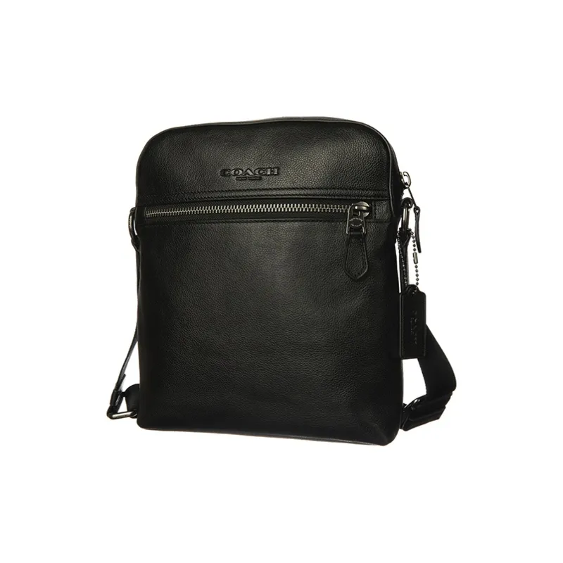 COACH Houston Leather Messenger Bag, Crossbody Bag, Shoulder Bag Medium Size Men's Black-1