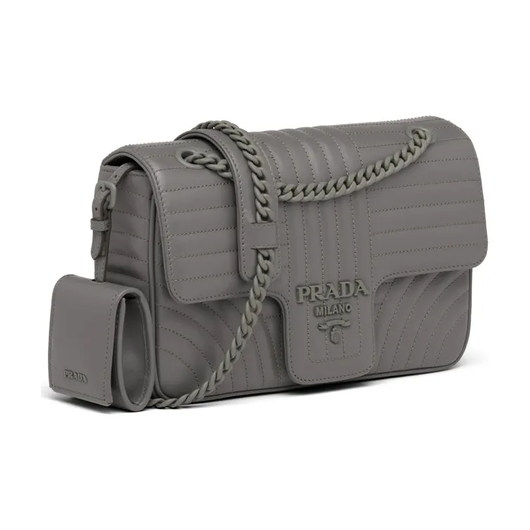 PRADA Cow Leather Shoulder Bag Women's Marble Gray-1