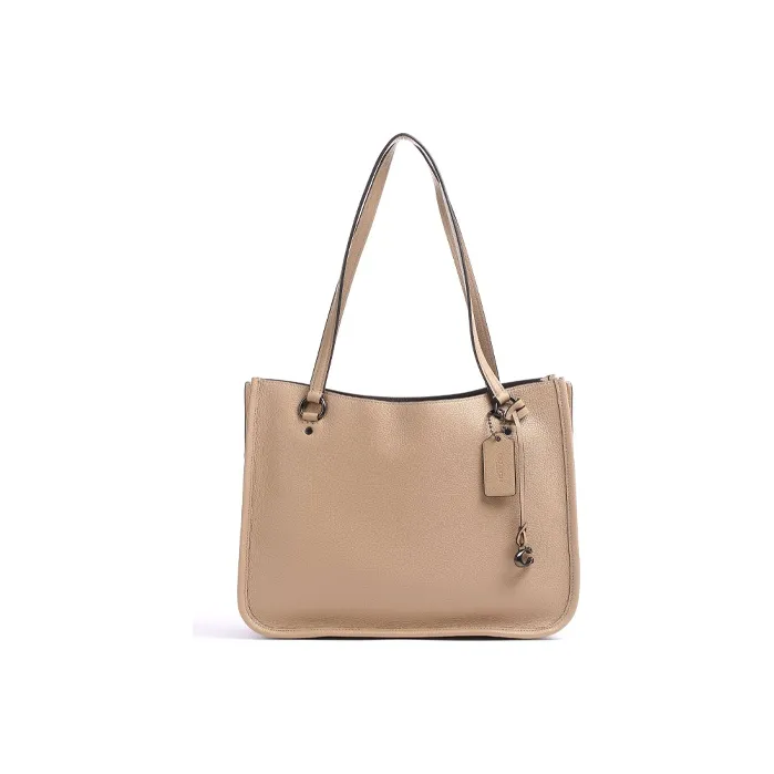 COACH Tyler Leather Handbag, Shoulder Bag Large Size Women's Milk Tea/Light Gray Brown-0