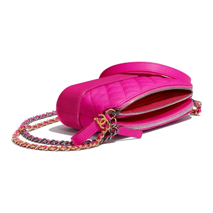 CHANEL Gabrielle Goatskin Shoulder Bag Extra Mini Women's Rose Red/Gold/Silver-3