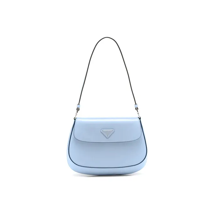 PRADA Cleo Shiny Leather Crescent Moon Bag Shoulder Bag Women's Sky Blue-0