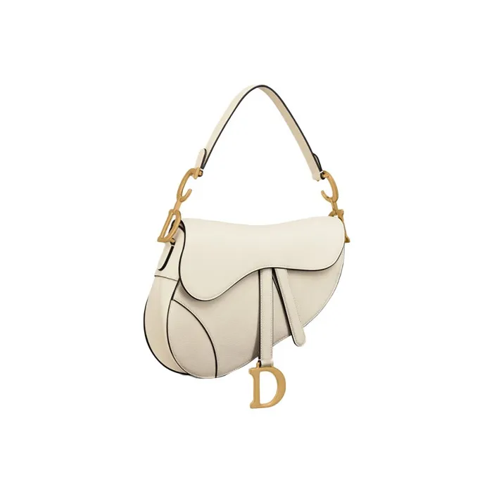 DIOR Saddle Grained Calfskin Saddle Bag Handbag, Shoulder Bag Women's White-1