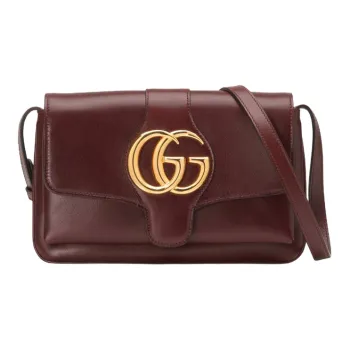 GUCCI Arli Leather Shoulder Bag, Crossbody Bag Small Size Women's Burgundy