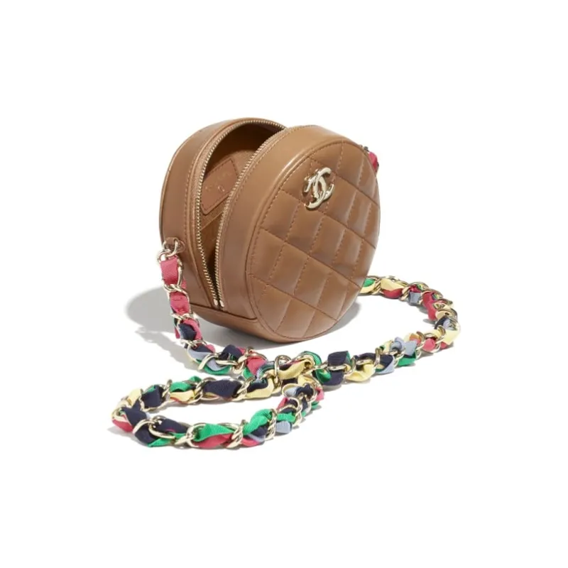 CHANEL 19Bag Shiny Lambskin Shoulder Bag, Crossbody Bag Trumpets Women's Brown-1